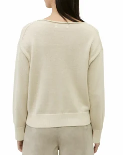 Hot Marc O'Polo Pull en Coton & Lin Col Bateau beige clair