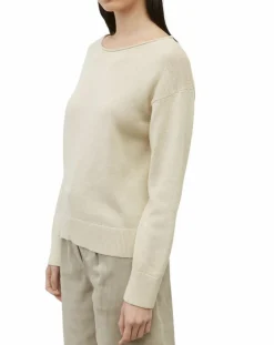 Hot Marc O'Polo Pull en Coton & Lin Col Bateau beige clair
