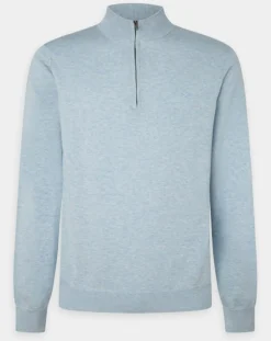Homme Hackett London Pull en Coton & Soie col camionneur bleu moyen