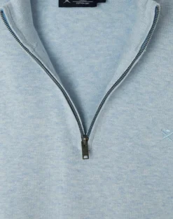 Homme Hackett London Pull en Coton & Soie col camionneur bleu moyen