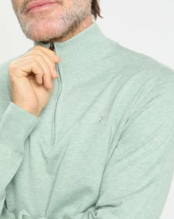 Homme Hackett London Pull en Coton & Soie col camionneur vert moyen