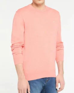 Best Hackett London Pull en Coton & Soie col rond rose moyen