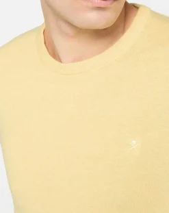 Homme Hackett London Pull en Coton & Soie col rond jaune