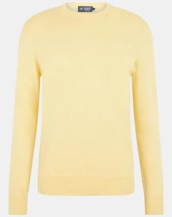 Homme Hackett London Pull en Coton & Soie col rond jaune