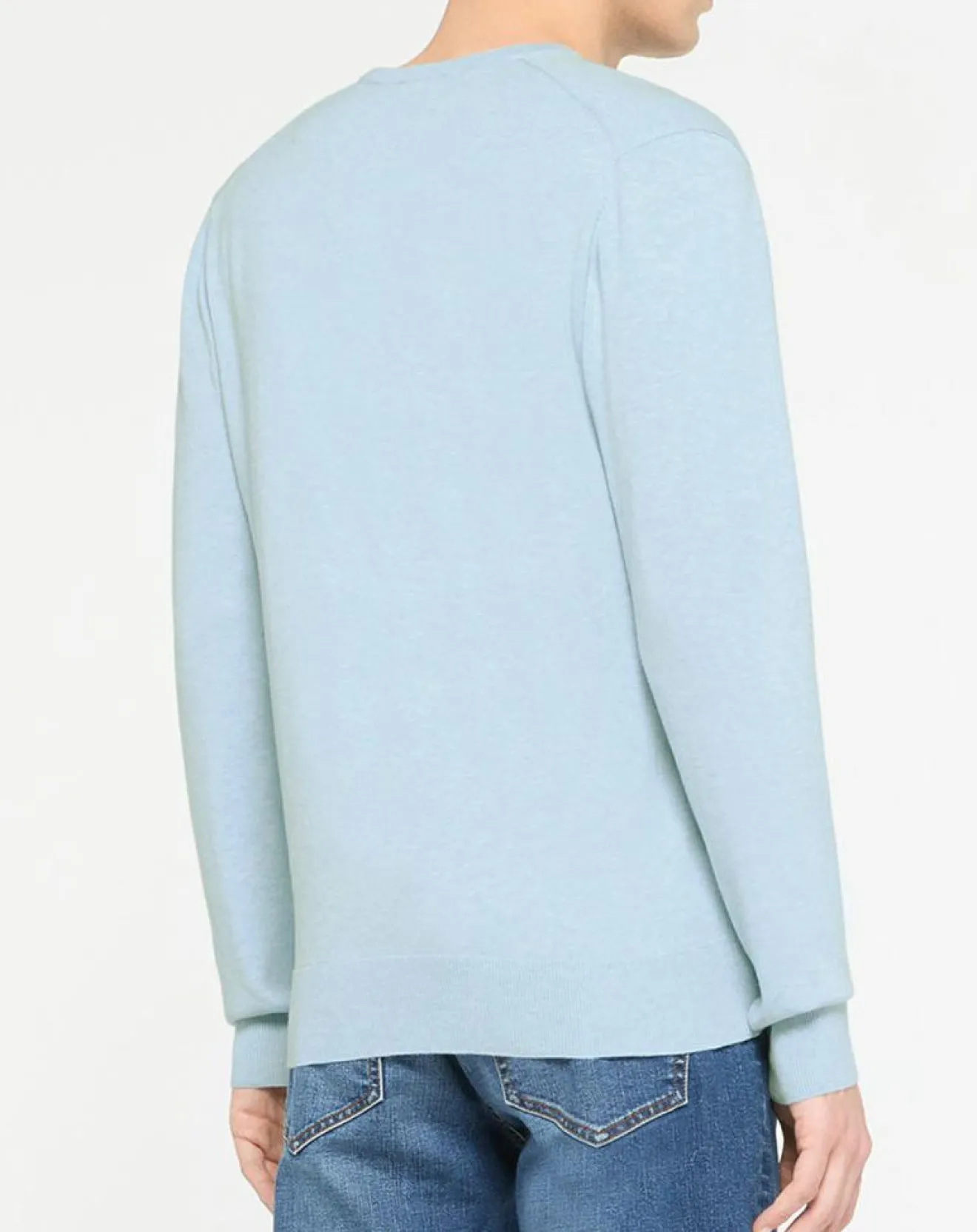 Homme Hackett London Pull en Coton & Soie col V bleu ciel