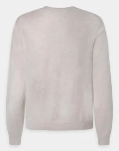 New Hackett London Pull en Coton & Soie col V écru chiné