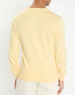 Homme Hackett London Pull en Coton & Soie col V jaune chiné