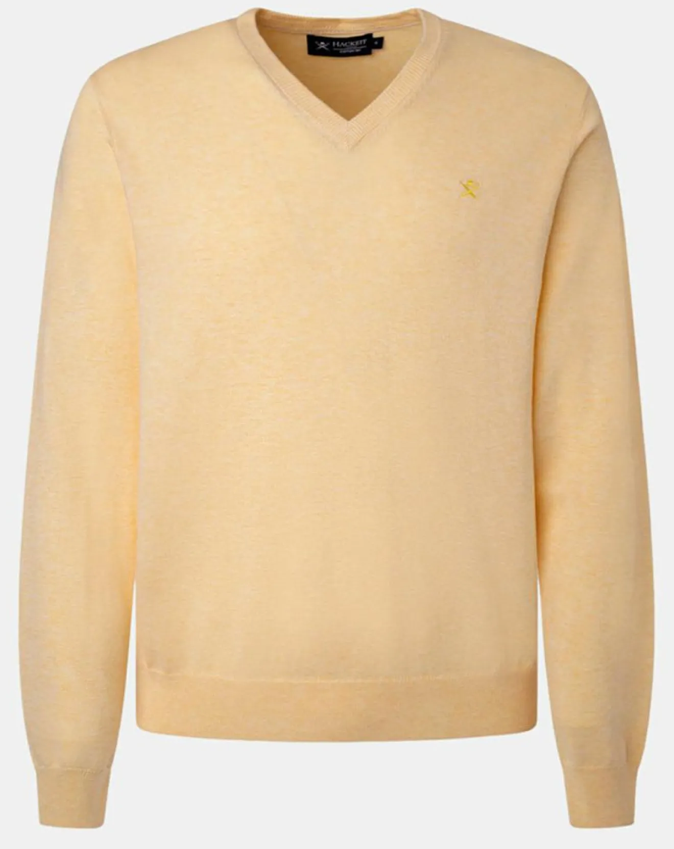 Homme Hackett London Pull en Coton & Soie col V jaune chiné