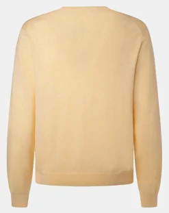 Homme Hackett London Pull en Coton & Soie col V jaune chiné