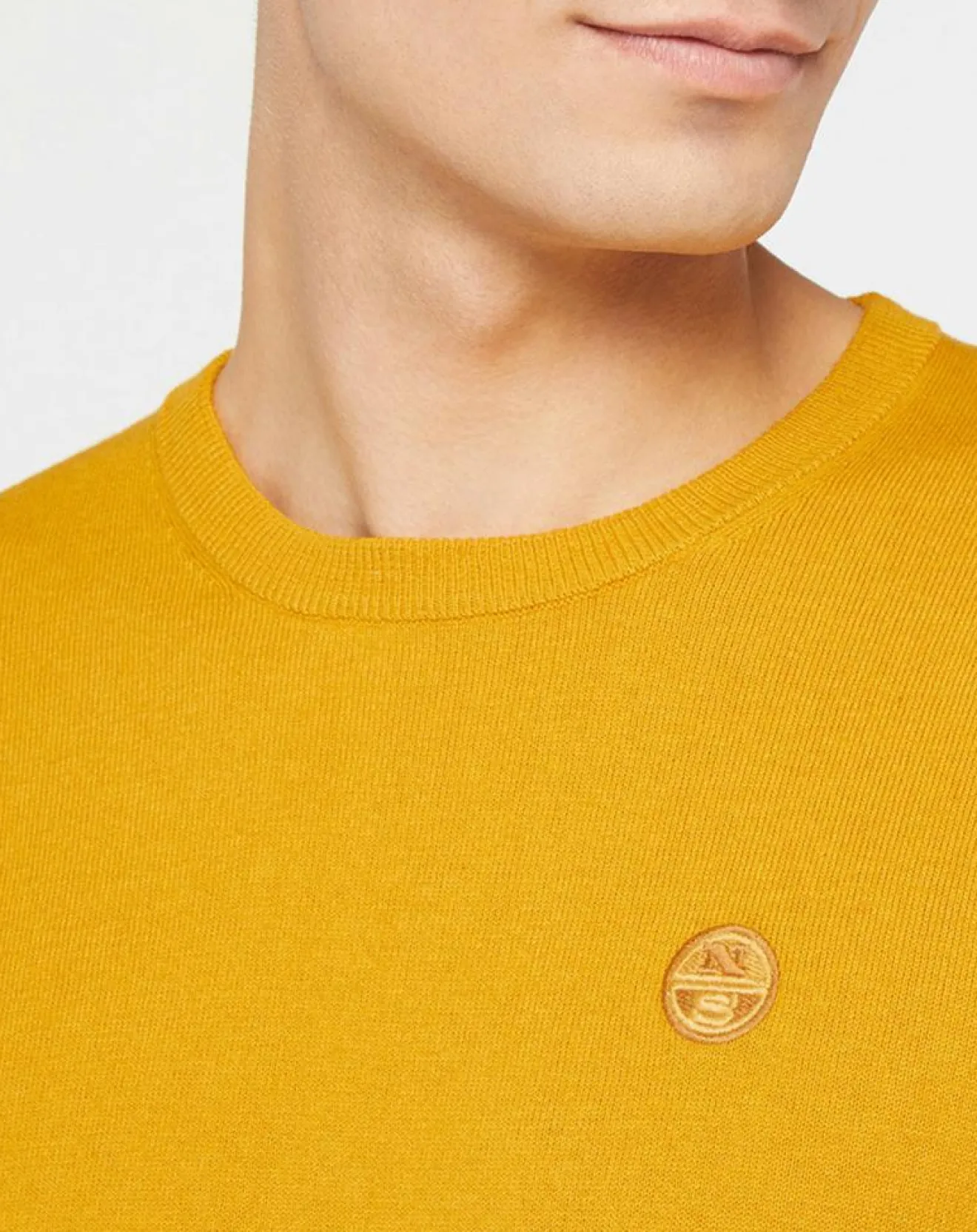 Homme North Sails Pull en Coton Bio & Laine col rond jaune foncé