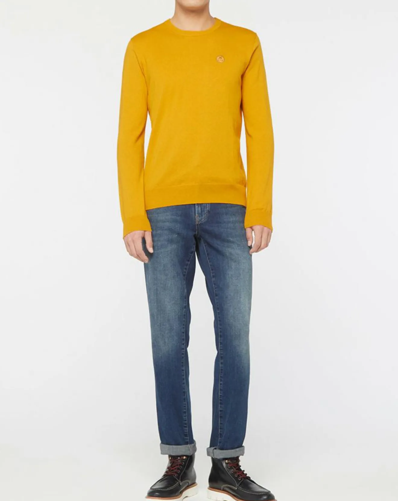 Homme North Sails Pull en Coton Bio & Laine col rond jaune foncé
