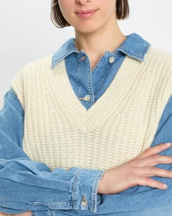 Discount Marc O'Polo Pull en Coton, Laine & Alpaga mélangés sans manches écru