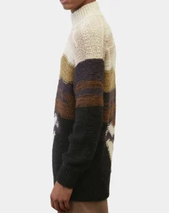 Outlet Marc O'Polo Pull en Laine & Alpaga mélangés jacquard Paysage chocolat