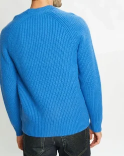 Homme Galeries Lafayette Pull en Laine & Cachemire Noterond col rond bleu