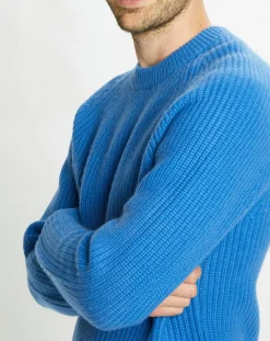 Homme Galeries Lafayette Pull en Laine & Cachemire Noterond col rond bleu