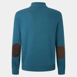 Homme Hackett London Pull en Laine & Cachemire mélangés 1/2 zip bleu clair