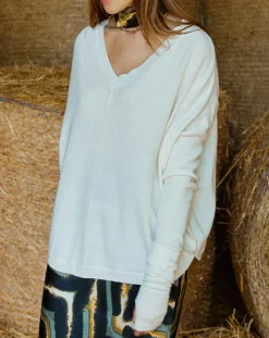 Femme Lauren Vidal Pull en Laine & Cachemire mélangés Naos crème