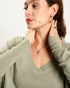 Femme Lauren Vidal Pull en Laine & Cachemire mélangés Naos amande