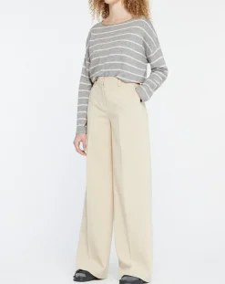 Clearance Yerse Pull en Laine & Cachemire mélangé Julianne à rayures gris/blanc