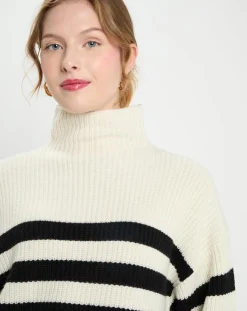 Femme Galeries Lafayette Pull en Laine & Cachemire Sydney rayure écru/noir