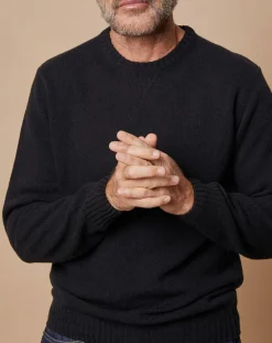 Homme Oscar et Louise Pull en Laine & Cachemire Georges col rond noir