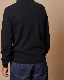 Homme Oscar et Louise Pull en Laine & Cachemire Georges col rond noir