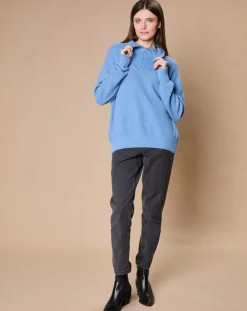 Online Oscar et Louise Pull en Laine & Cachemire mélangés Maia 1/2 zip bleu