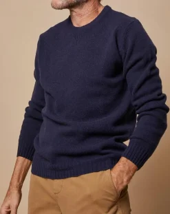 Online Oscar et Louise Pull en Laine & Cachemire Georges col rond bleu marine