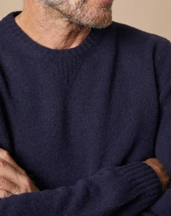 Online Oscar et Louise Pull en Laine & Cachemire Georges col rond bleu marine