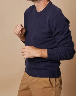 Online Oscar et Louise Pull en Laine & Cachemire Georges col rond bleu marine