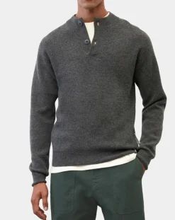 Online Marc O'Polo Pull en Laine & Coton à boutons gris