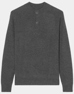 Online Marc O'Polo Pull en Laine & Coton à boutons gris