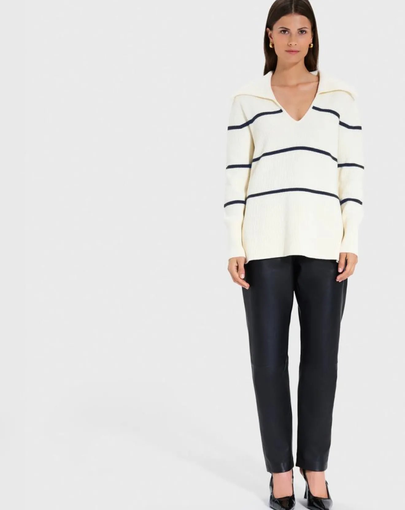 Outlet Zapa Pull en Laine & Coton Nalanda rayures écru/marine