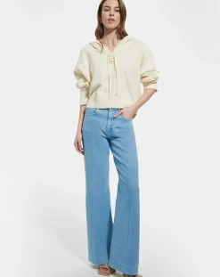 Femme Zapa Pull en Laine & Coton Nicky ecru