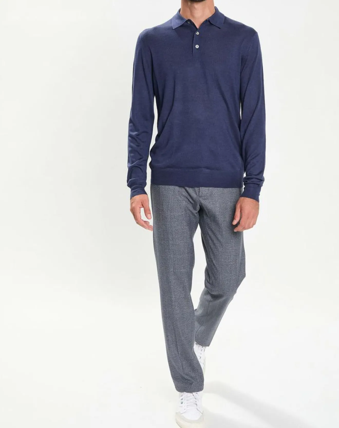 Best Hackett London Pull en Laine & Soie col polo bleu