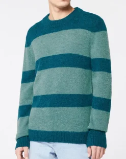 Homme Galeries Lafayette Pull en Laine mélangée Bold rayé bleu/vert