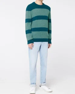Homme Galeries Lafayette Pull en Laine mélangée Bold rayé bleu/vert
