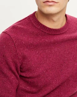 Outlet Marc O'Polo Pull en Laine mélangée chinée col rond bordeaux