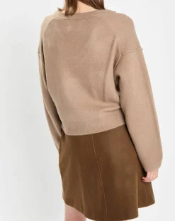 Discount Marc O'Polo Pull en Laine mélangée col V marron clair