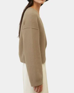 Discount Marc O'Polo Pull en Laine mélangée col V marron clair