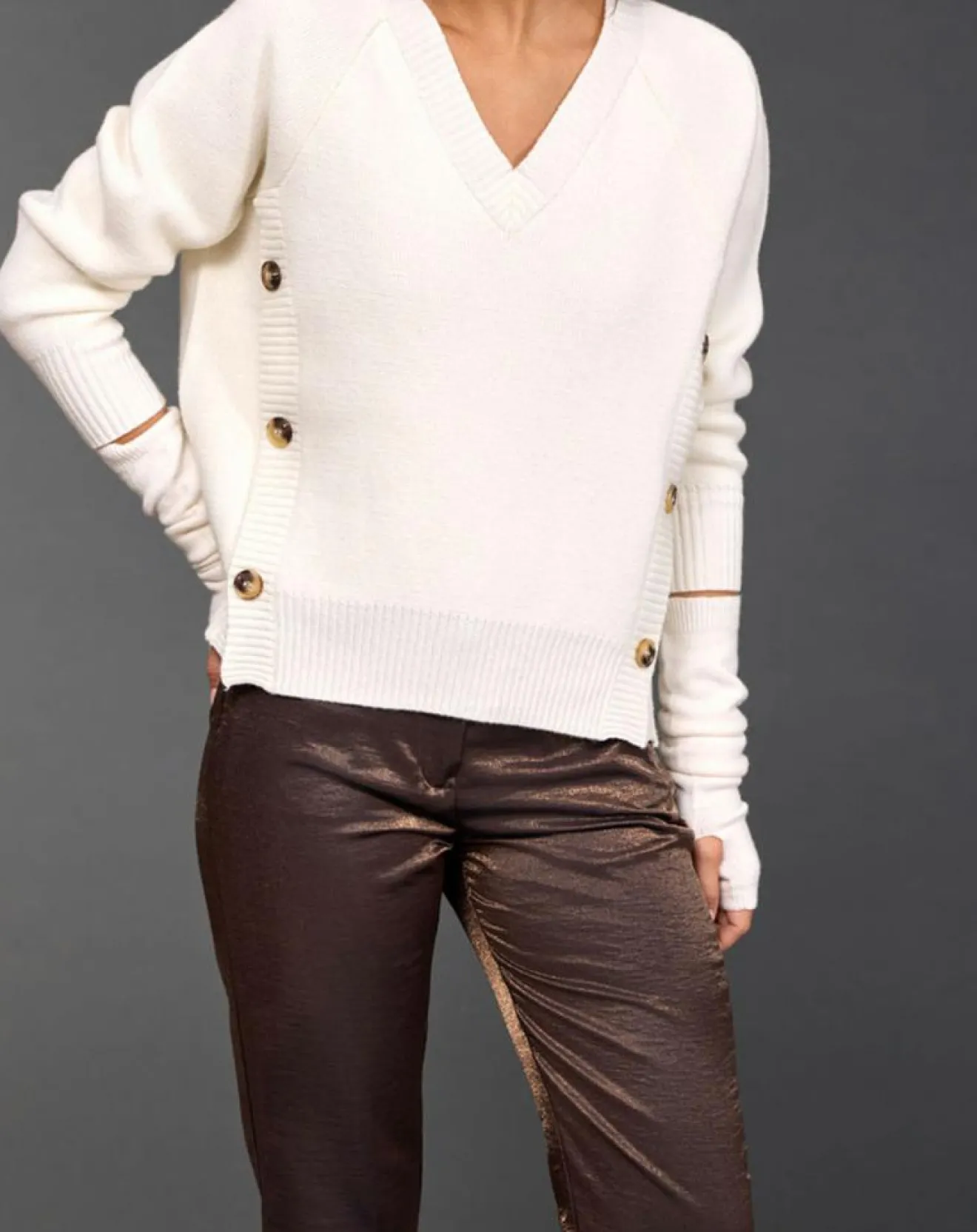 Femme Lauren Vidal Pull en Laine mélangée Dylan écru