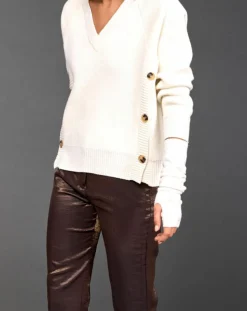 Femme Lauren Vidal Pull en Laine mélangée Dylan écru