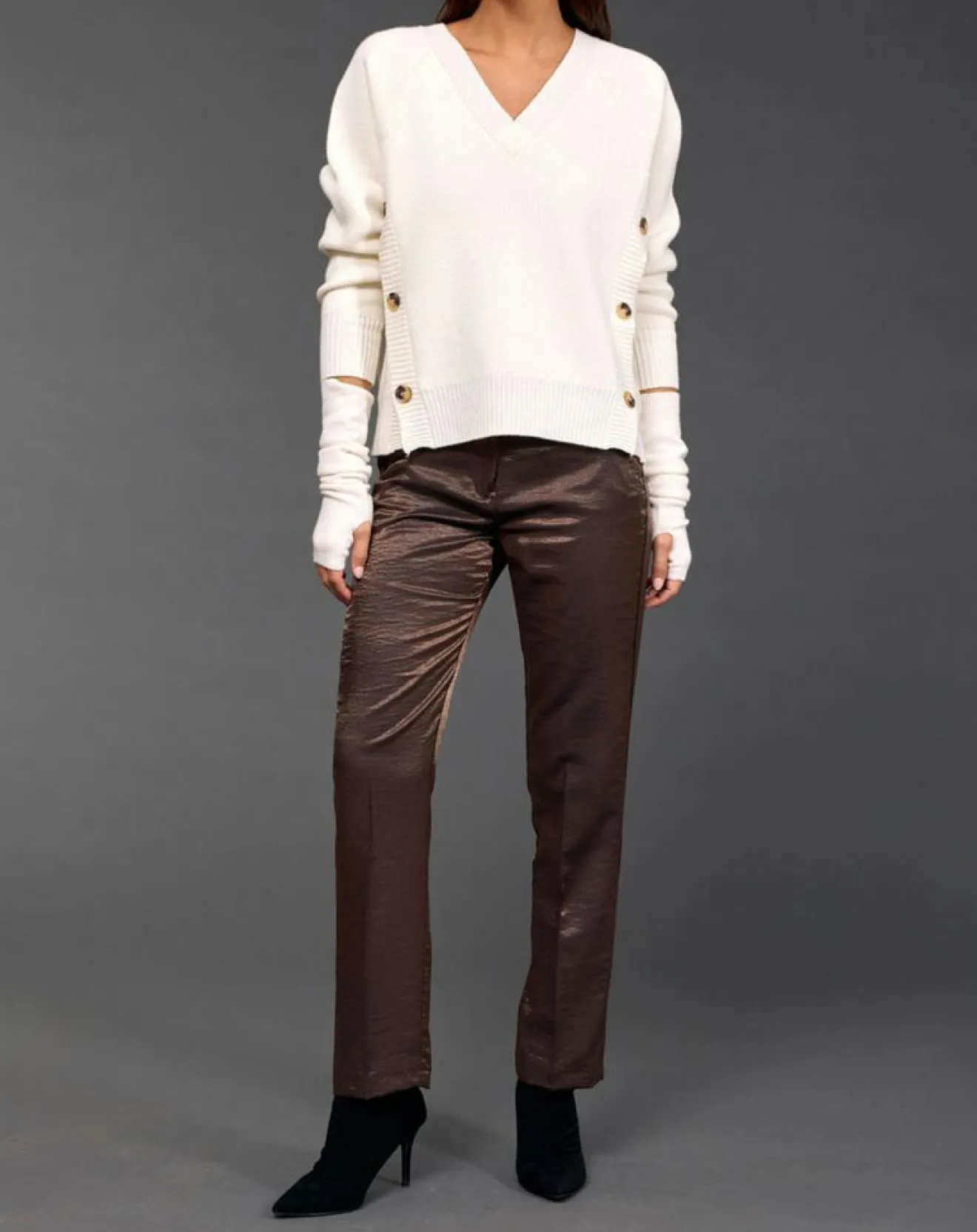 Femme Lauren Vidal Pull en Laine mélangée Dylan écru