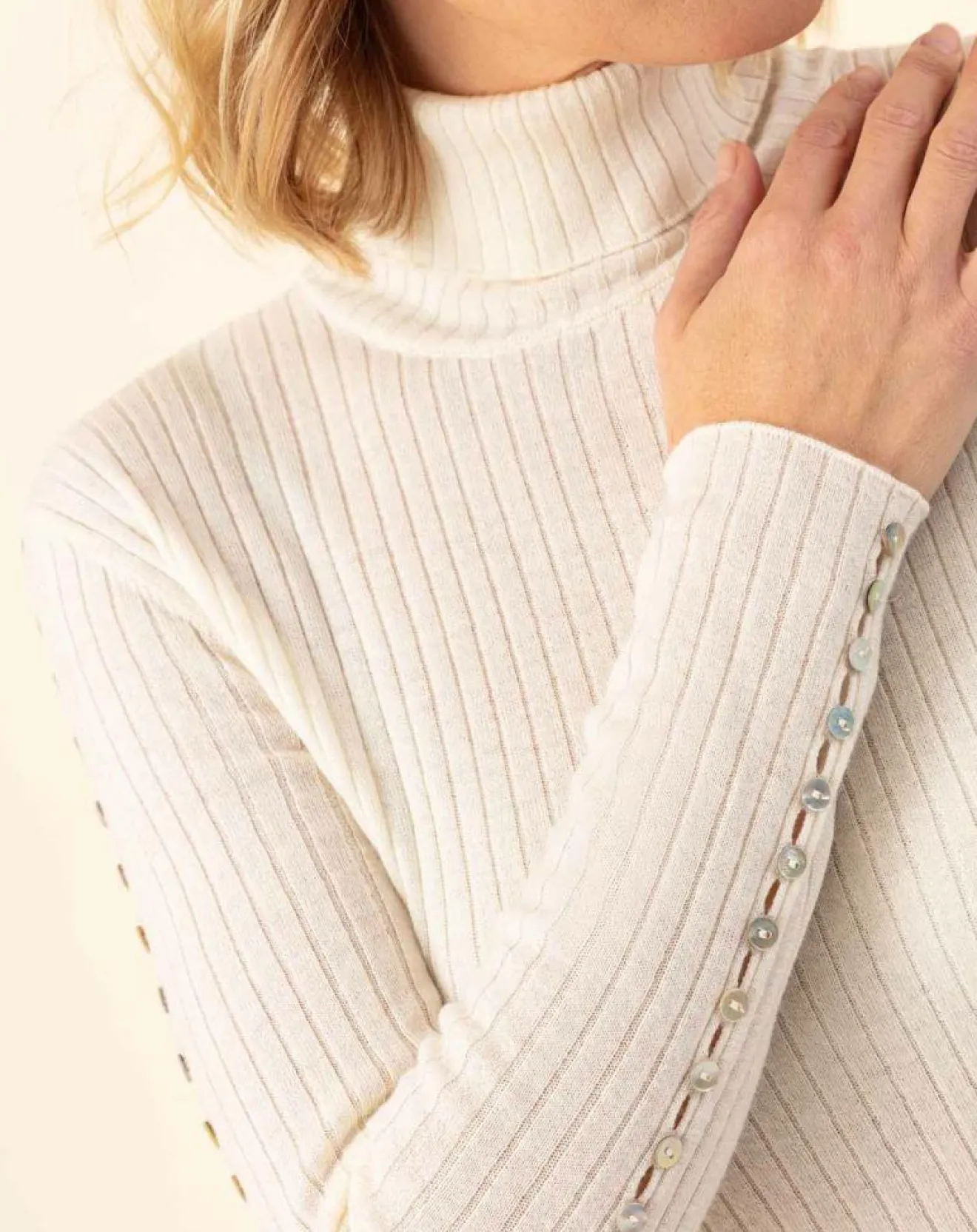 Femme Indies Pull en Laine mélangée Kris écru