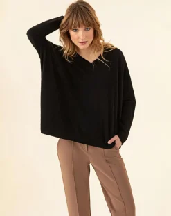 Femme Indies Pull en Laine mélangée Tobby noir