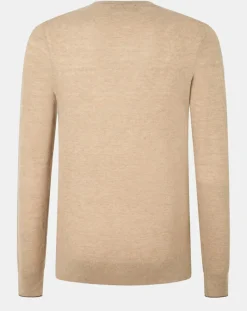 Homme Hackett London Pull en Laine, Soie & Cachemire col rond texturé beige