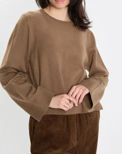 Femme Marc O'Polo Pull en Maille de coton stretch Basique marron