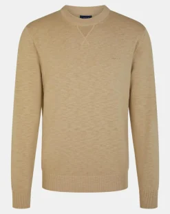 Homme Gant Pull en maille flammée beige