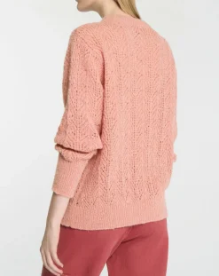 New Galeries Lafayette Pull en Maille pointelle mousseuse vieux rose