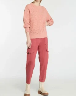 New Galeries Lafayette Pull en Maille pointelle mousseuse vieux rose